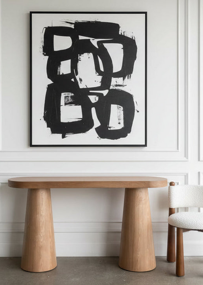 Cone Legs Oval Modern Console Table in Honey Oak