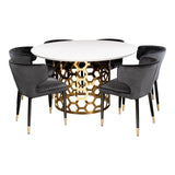 Laguna Dining Set for 6 with Black and Gold Chairs