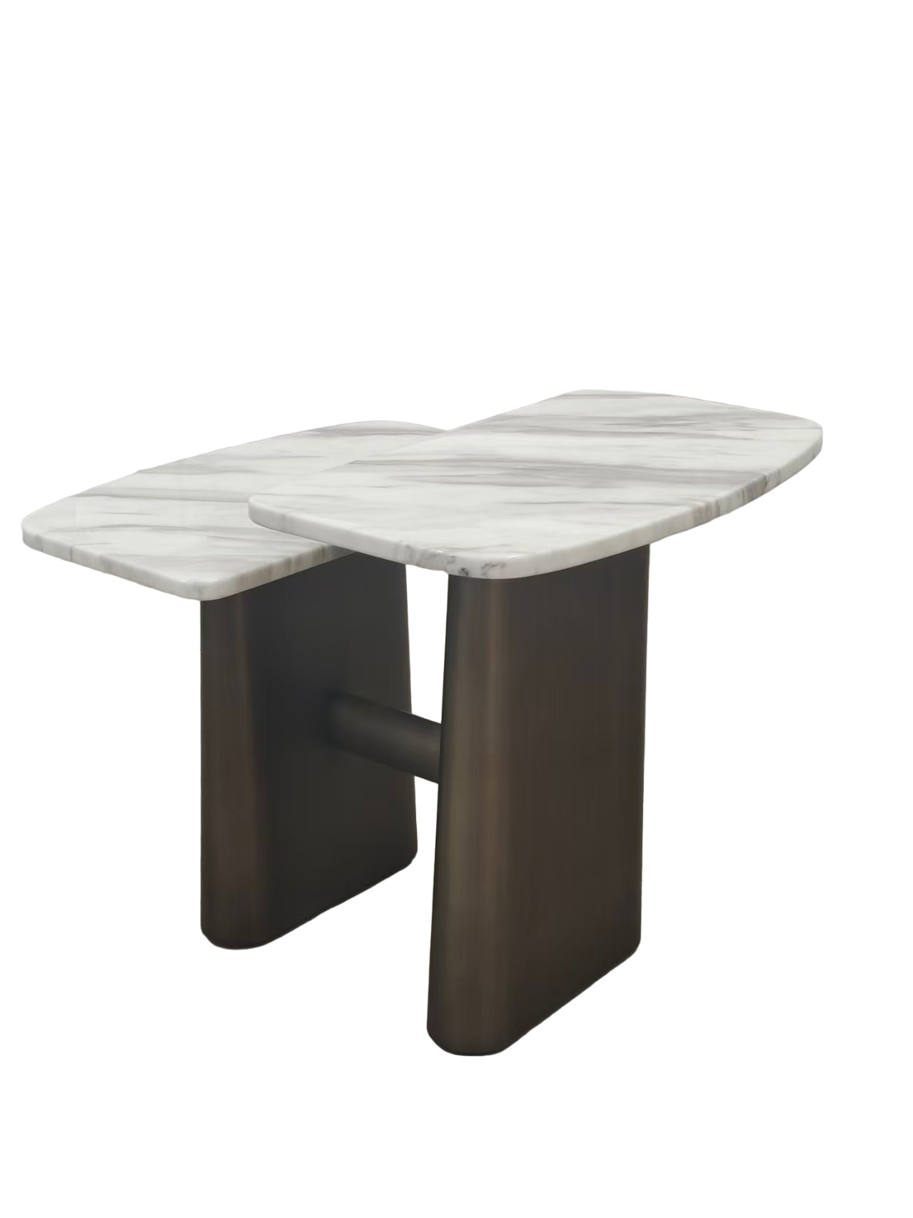 Kaia modern side table with marble-top and brass base 