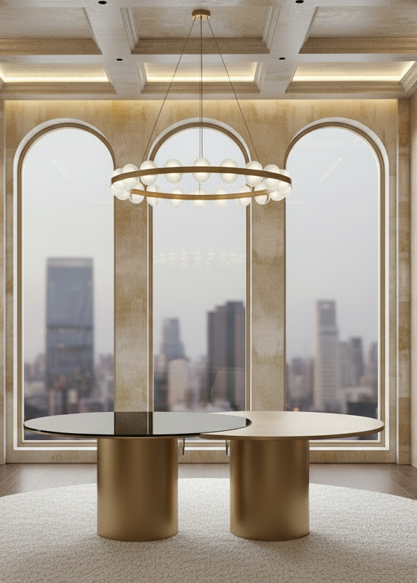 black and gold dining table