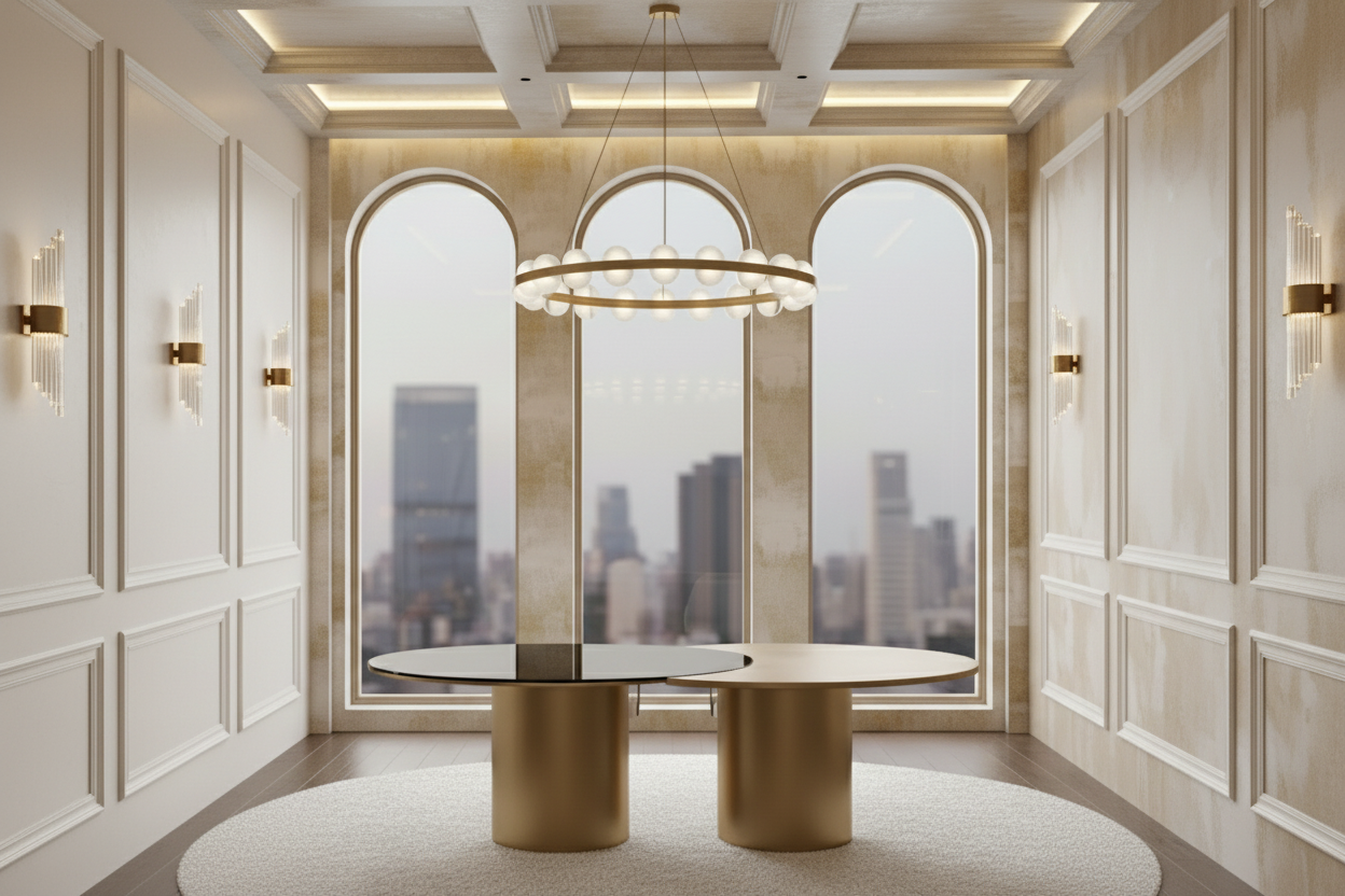 79" long Modern Irregular Kaylee Luxury Dining Table for 8 in Brass