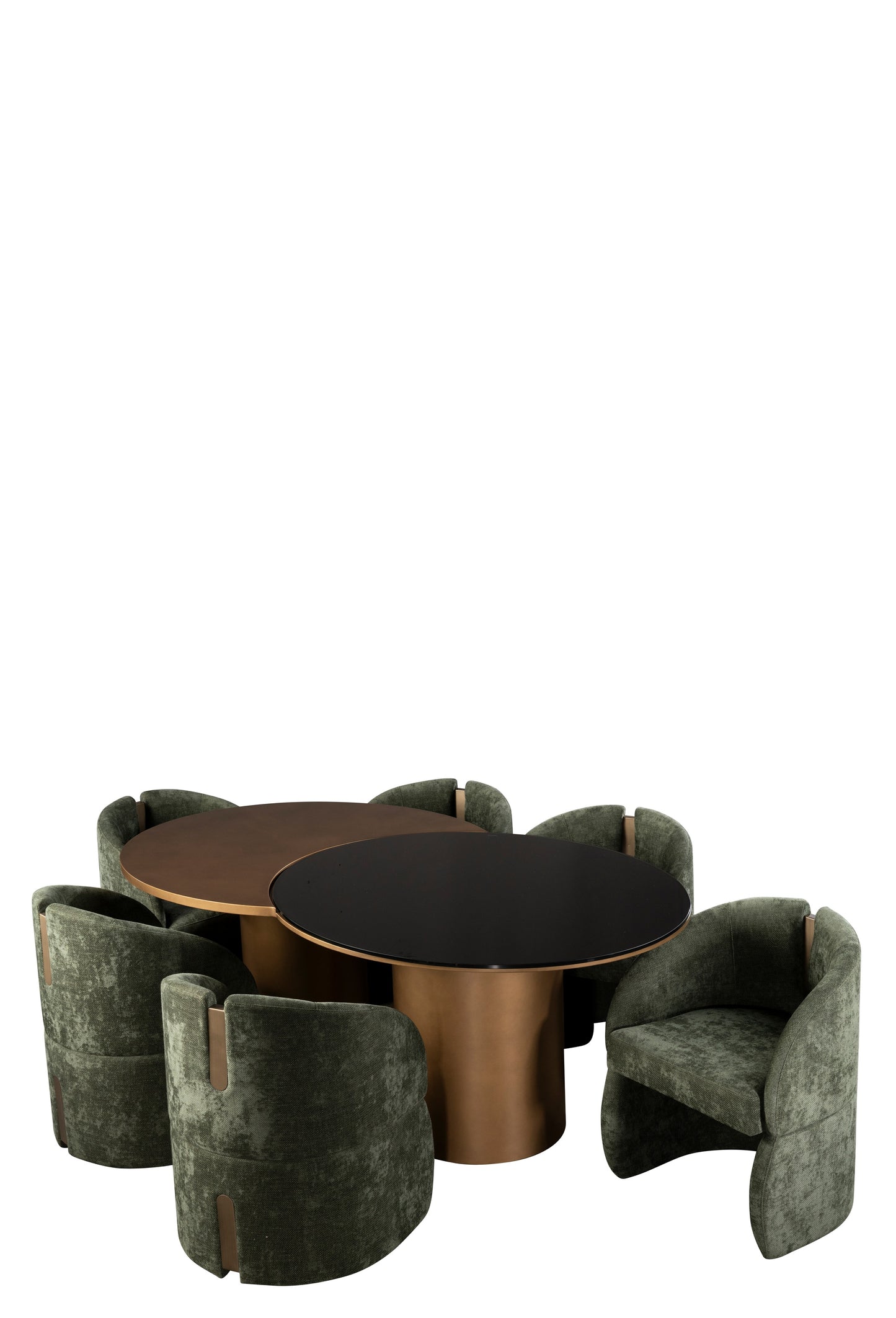 luxury dining table set for 6 with green chairs