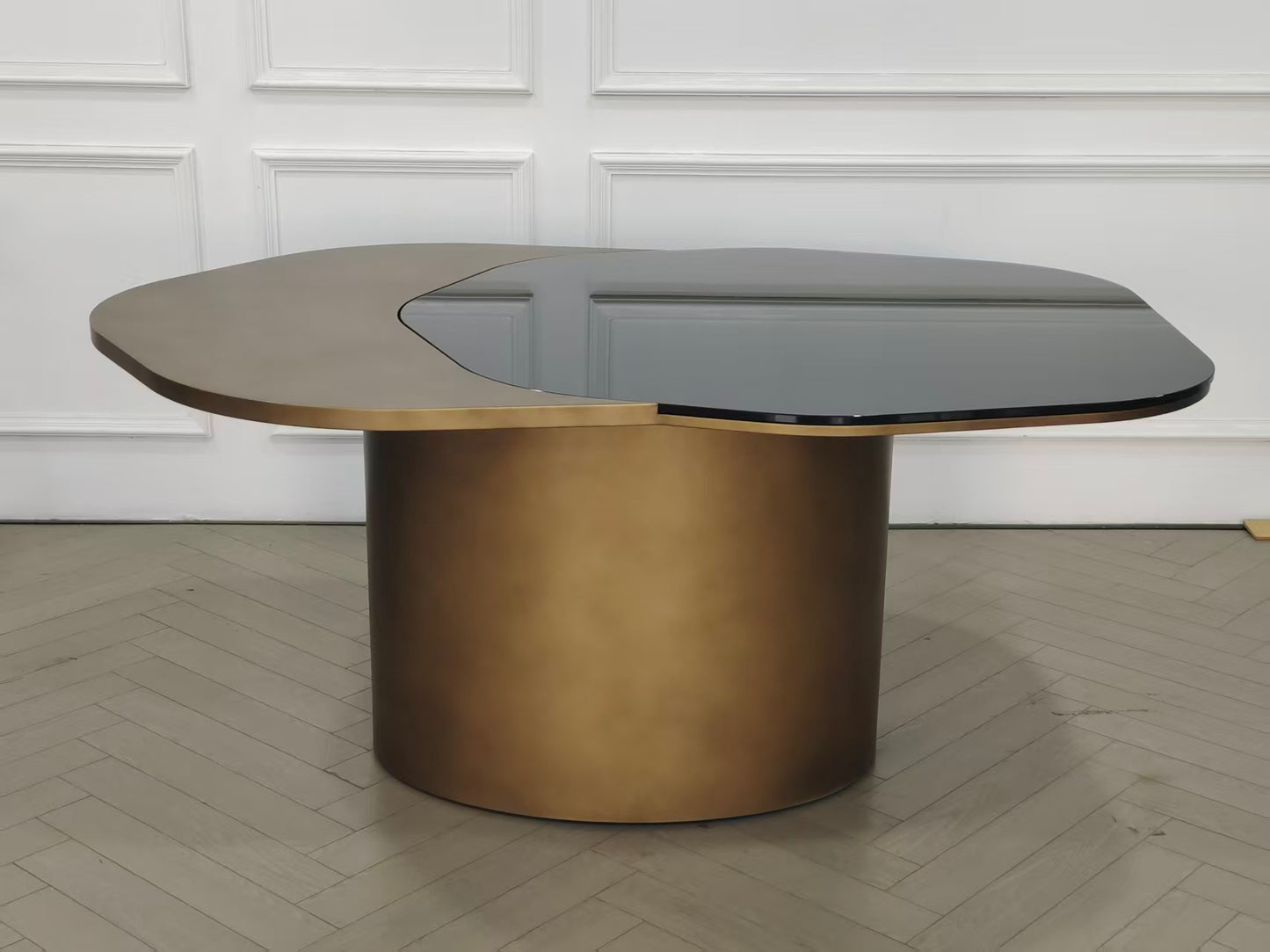 Kaylee irregular shape brass dining table by Statements by J