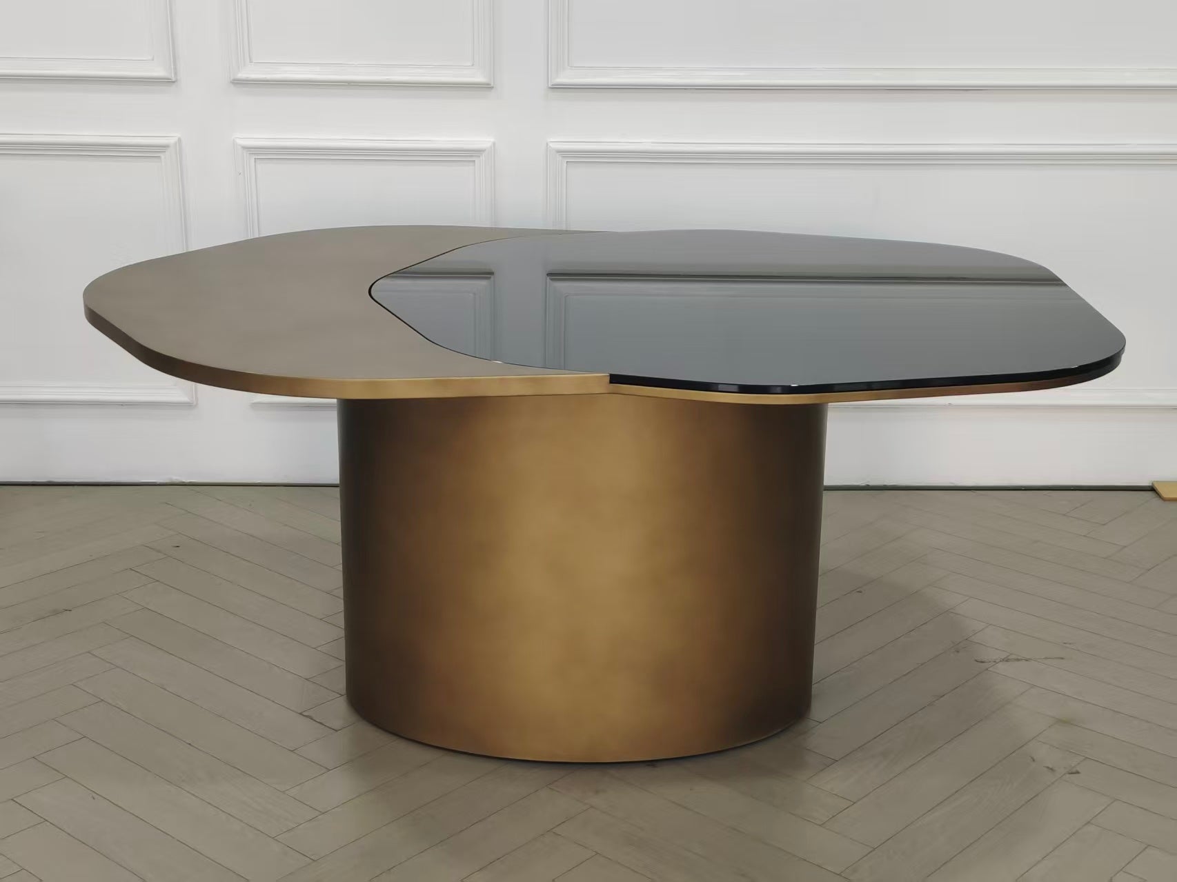 Kaylee irregular shape brass dining table by Statements by J