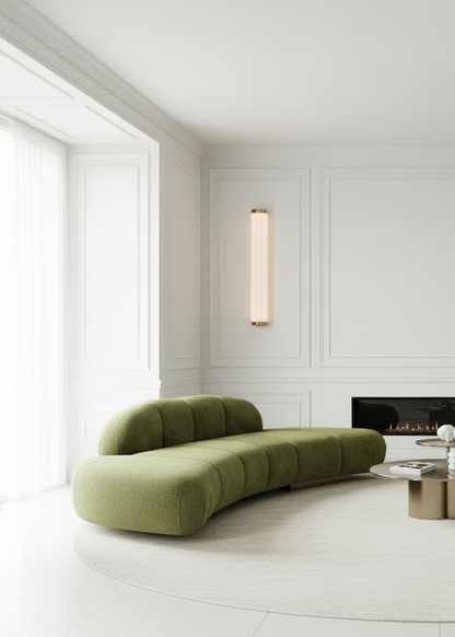 Le Croissant Modern Curved Sofa in Green