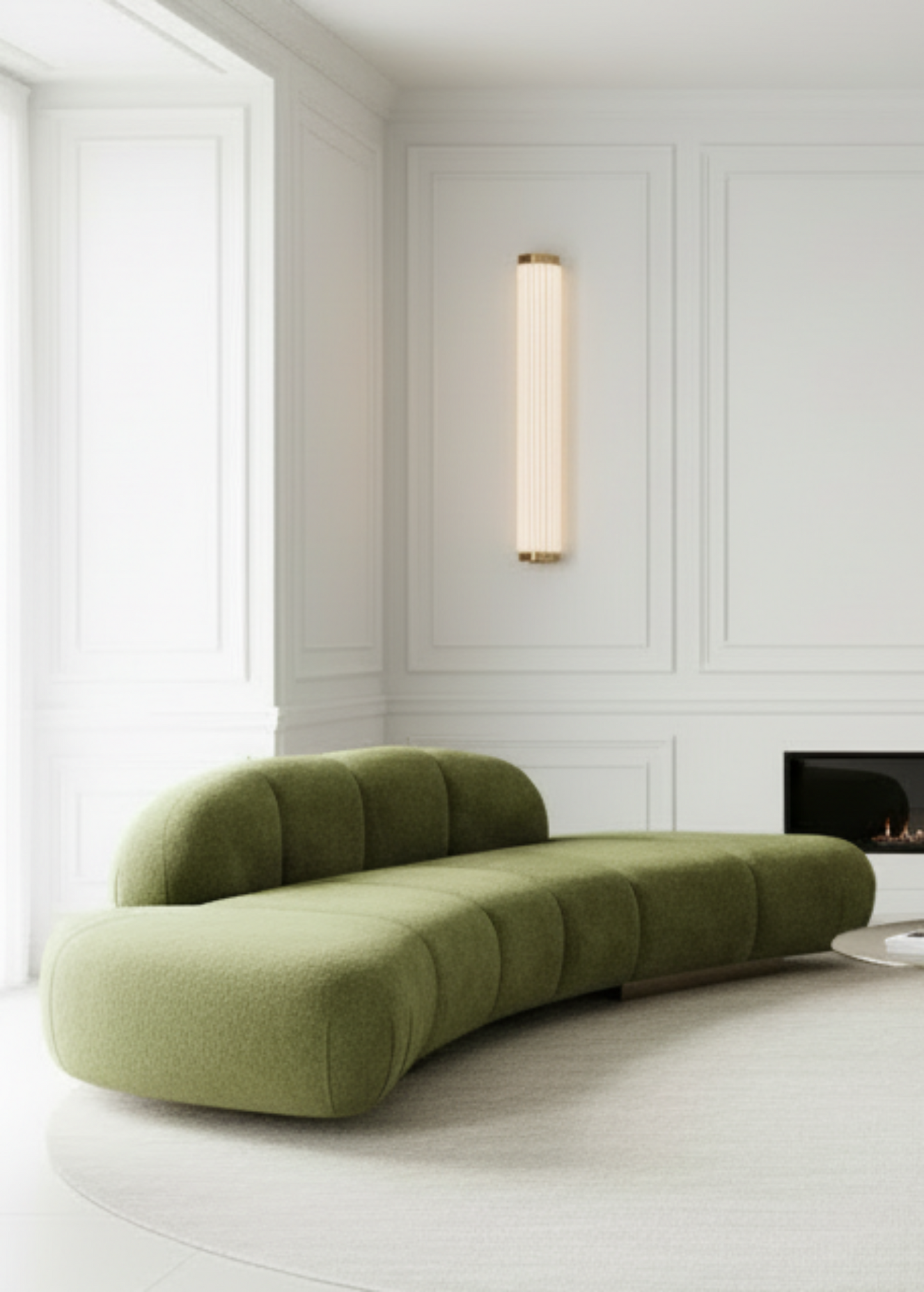 Le Croissant Modern Curved Sofa in Green