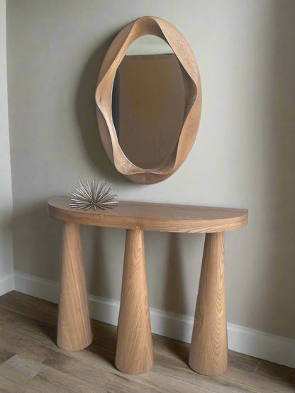 Alinda 40"long Cone Legs Half Moon Console Table and Free Form Mirror Set by Statements by J