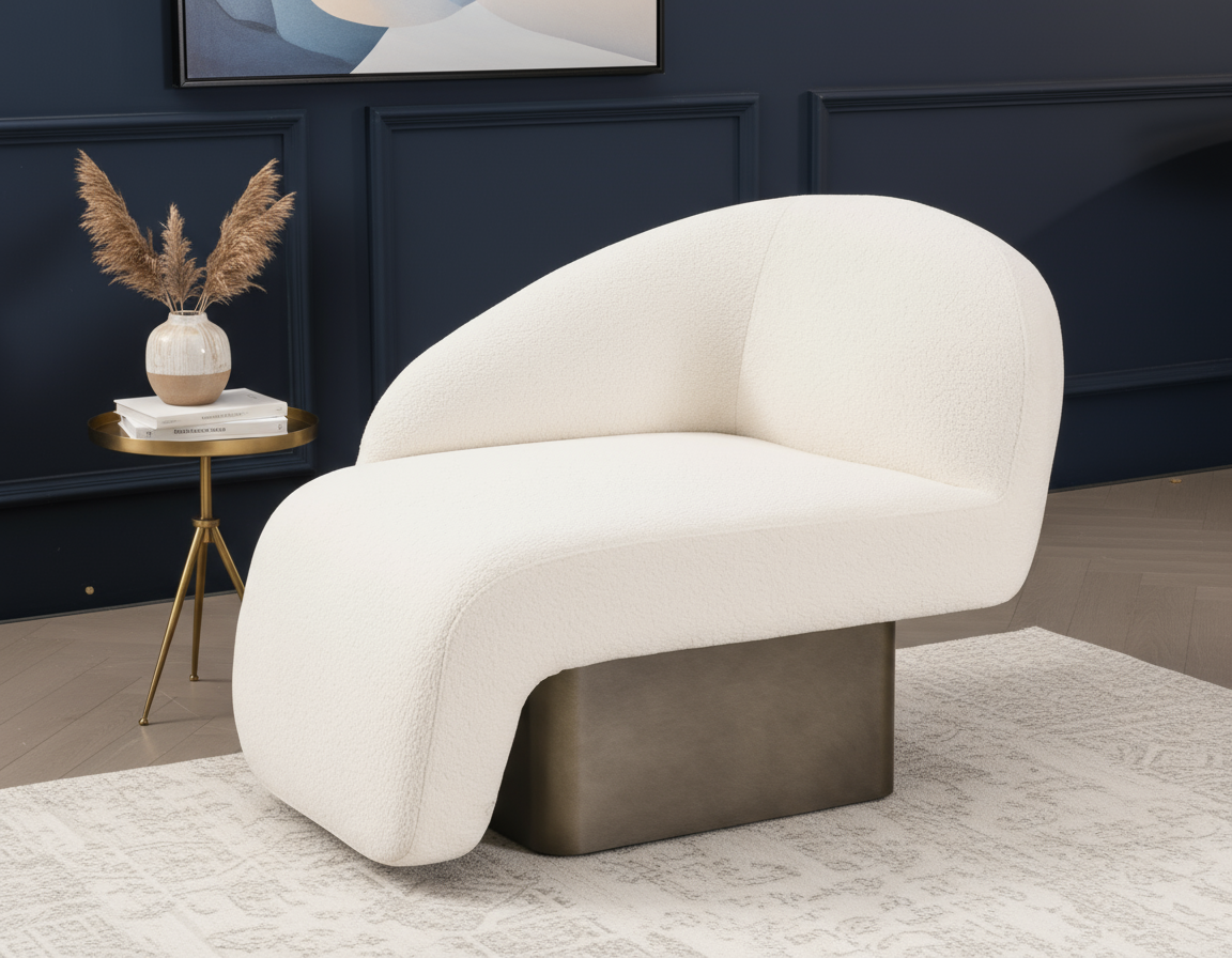 Kaia modern white chair with bronze base by Statements by J