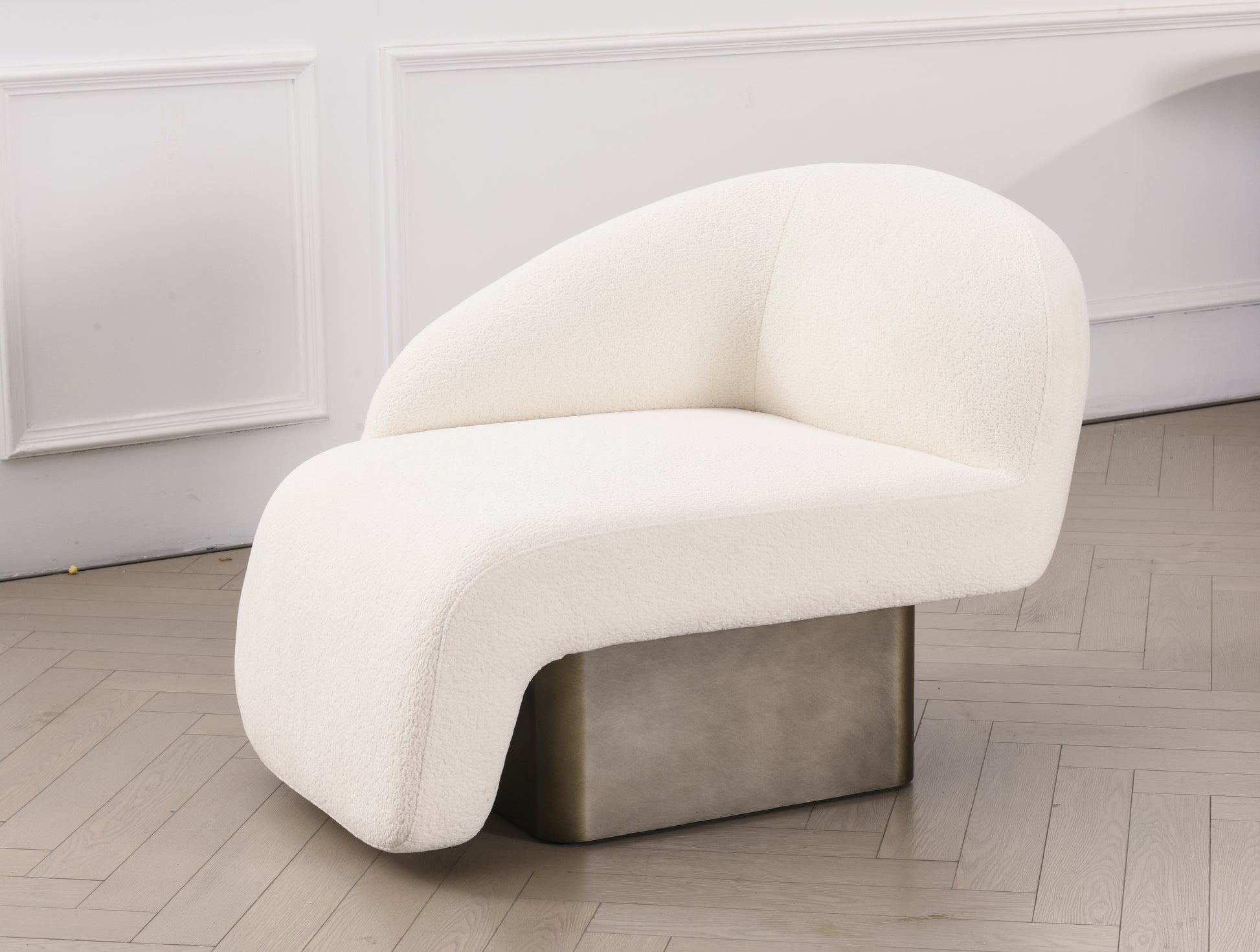 Kaia right arm white boucle luxury accent chair by Statements by J
