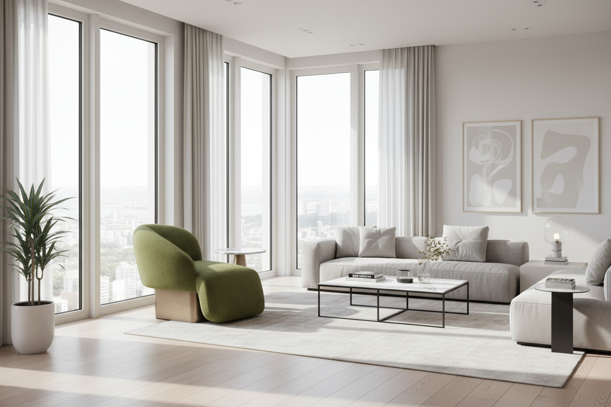 Kaia modern living room chair in green by Statements by J