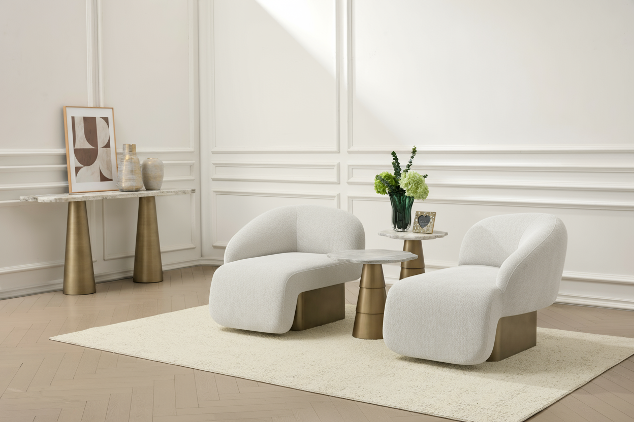 Kaia luxury accent chair in white by Statements by J