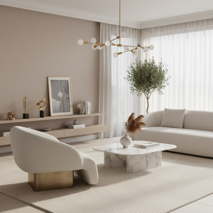 Kaia white and brass accent chair by Statements by J