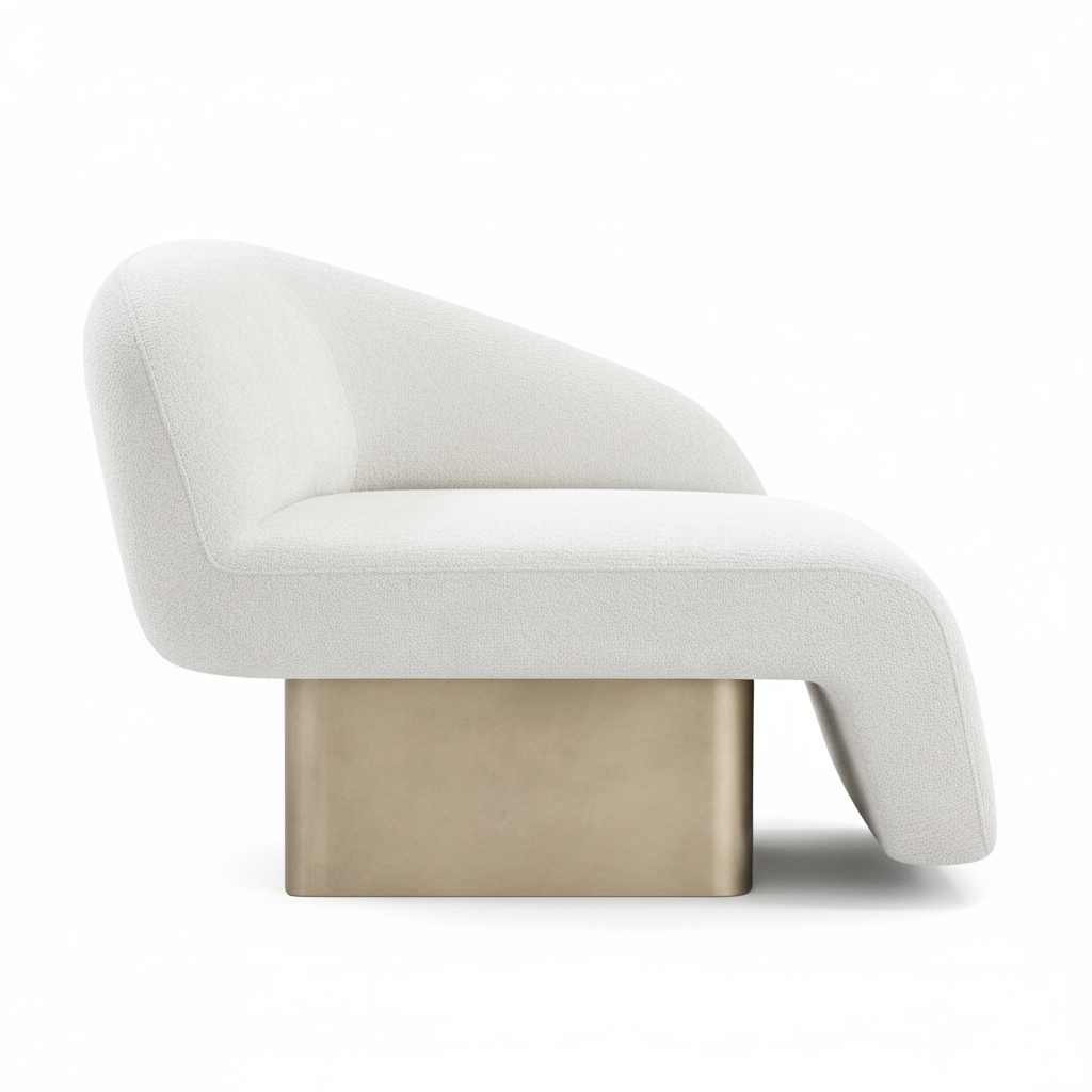 Kaia Modern white  boucle accent chair with gold  base by Statements by J