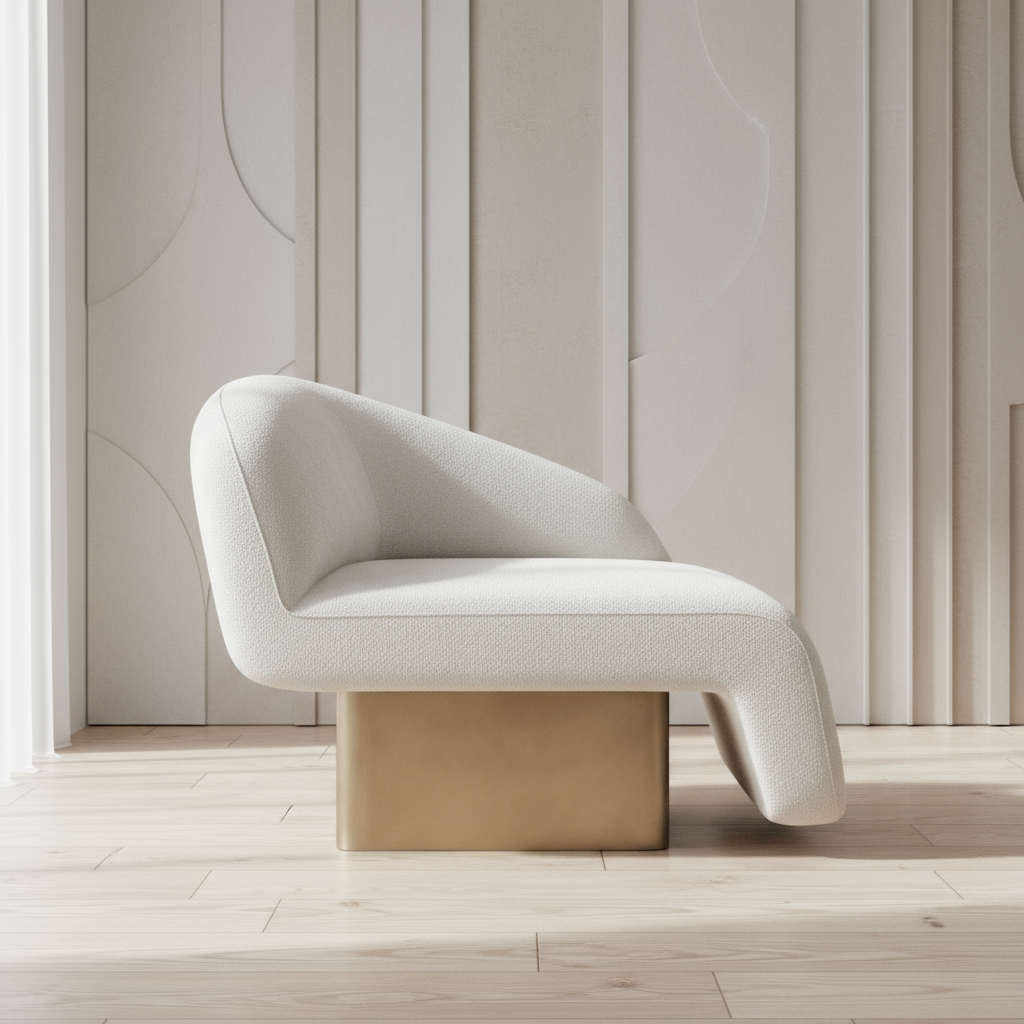 Kaia modern white chair with gold base by Statements by J