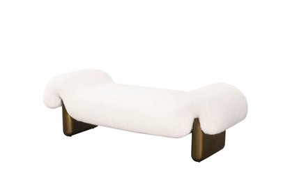 White cushioned bench with bronze legs by Statements by J