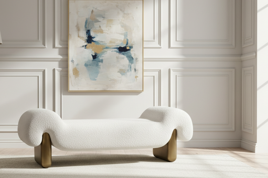 Brad sculptural curved with bench with bronze legs by Statements by J