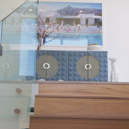 Zelda Blue Gray Studded Sideboard