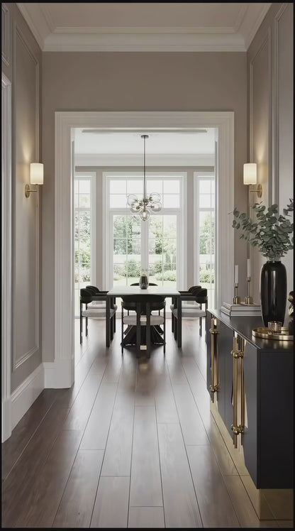 Conan 92" Long Marble Top Dining Table Set for 8 with Black and White Chairs