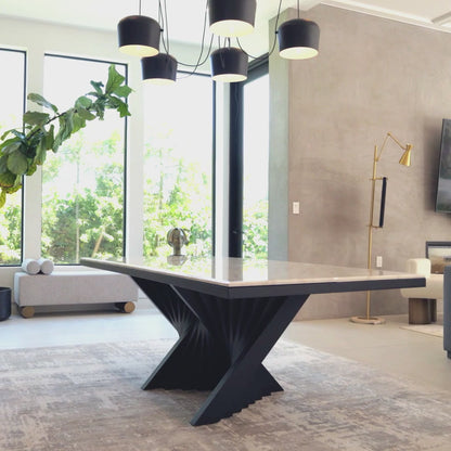 Waterfall Rectangular Marble Top 71" long Dining Table