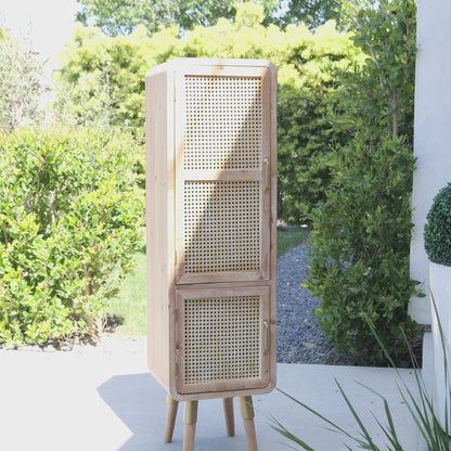 Shia Tall Cane Accent Cabinet