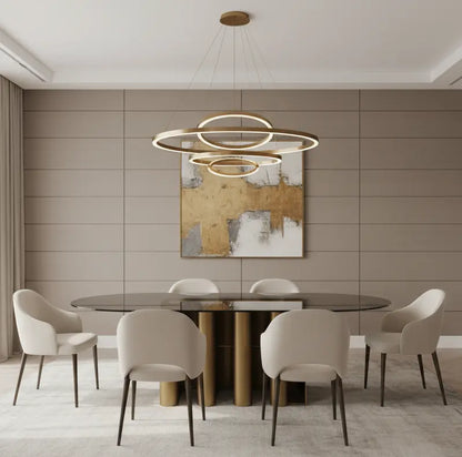 Romeo Glass Top Sculptural Oval Dining Table for 8 in Brass