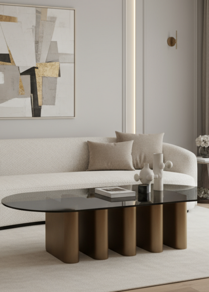 brass oval coffee table