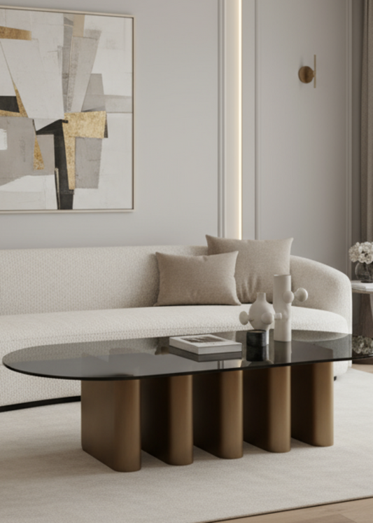 brass oval coffee table