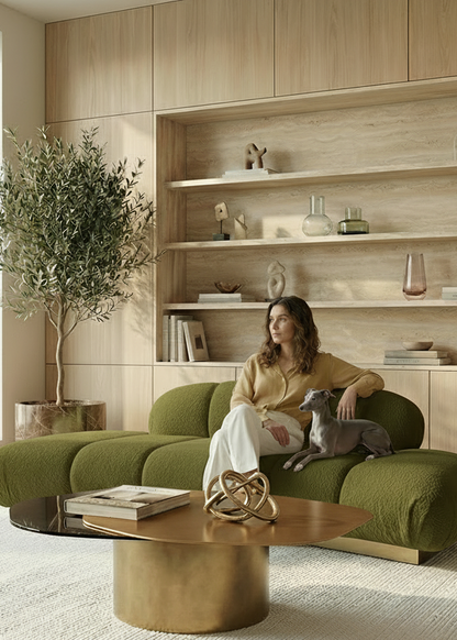 Le Croissant Modern Curved Sofa in Green