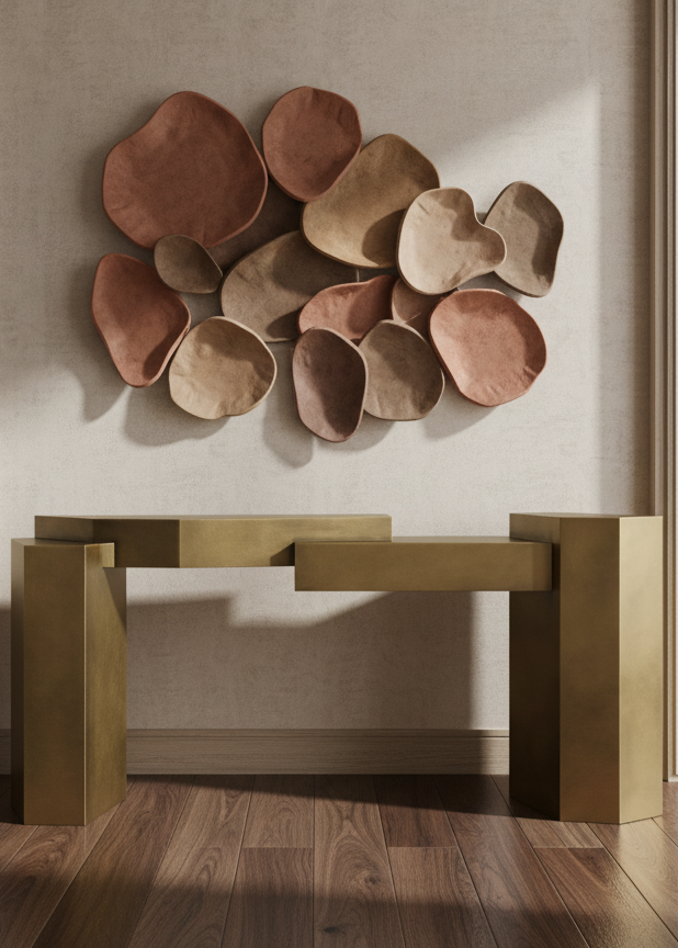 Brooke Modern Sculptural Console Table in Brass