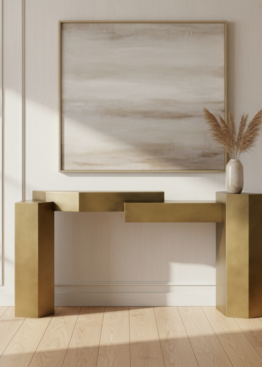 Brooke Modern Sculptural Console Table in Brass