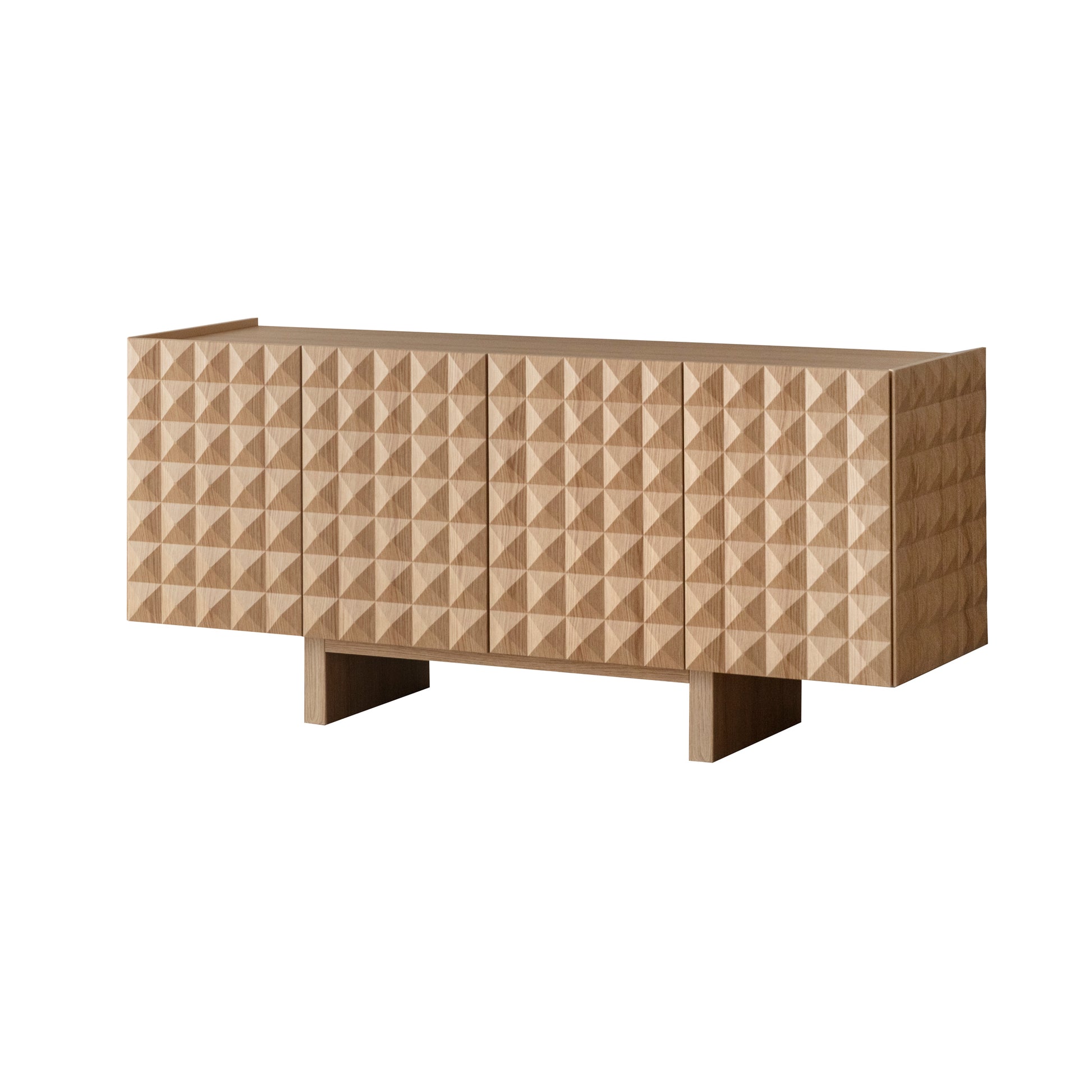wood sideboard with geometric pattern