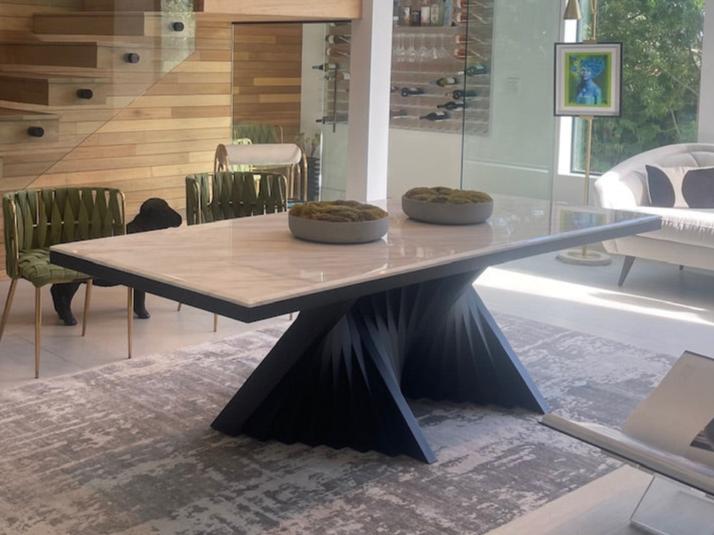 black modern rectangular dining table