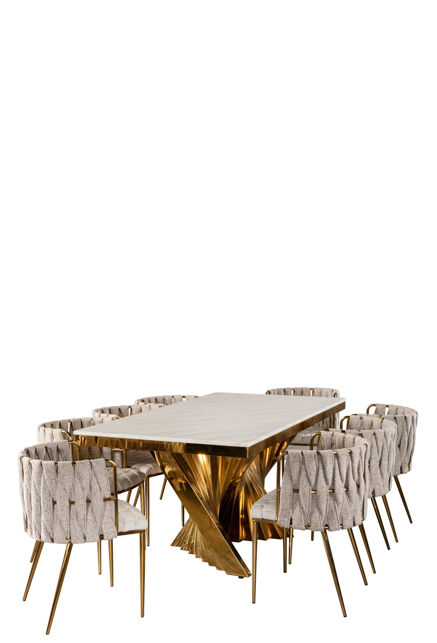 marble to gold dining set with 8 chairs