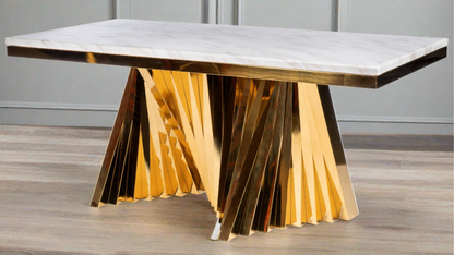 white and gold dining table