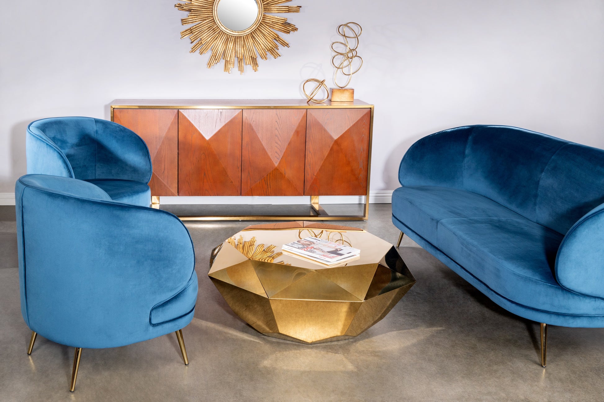 blue living room set