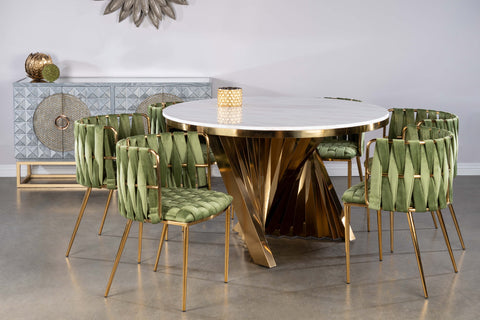 Round Waterfall Dining Set for 6 in Green