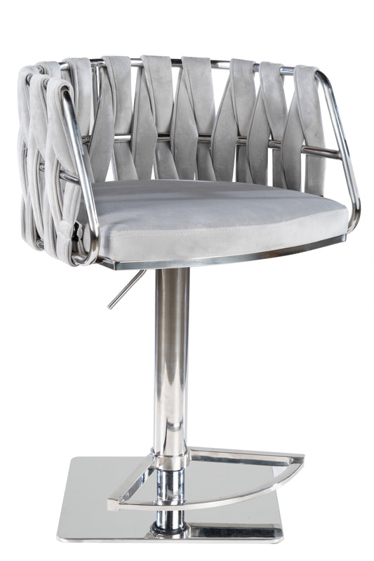 gray and chrome adjustable swivel kitchen counter stool chair