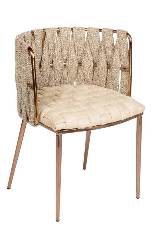 Milano Dining Chair in Off White and Gold