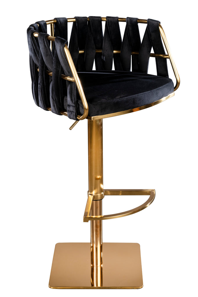 1610BLKGMilano Adjustable Swivel Bar /Counter Chair in Gold and Blac