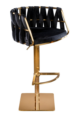 1610BLK-G-Milano Adjustable Swivel Bar /Counter Chair in Gold and Black
