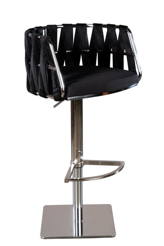 1610BLK-S-Milano Adjustable Swivel Bar /Counter Chair in Silver and Black