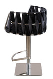 1610BLK-S-Milano Adjustable Swivel Bar /Counter Chair in Silver and Black