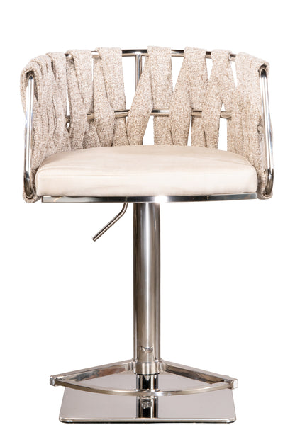 Milano Adjustable Swivel Bar /Counter Chair in Silver and Off White