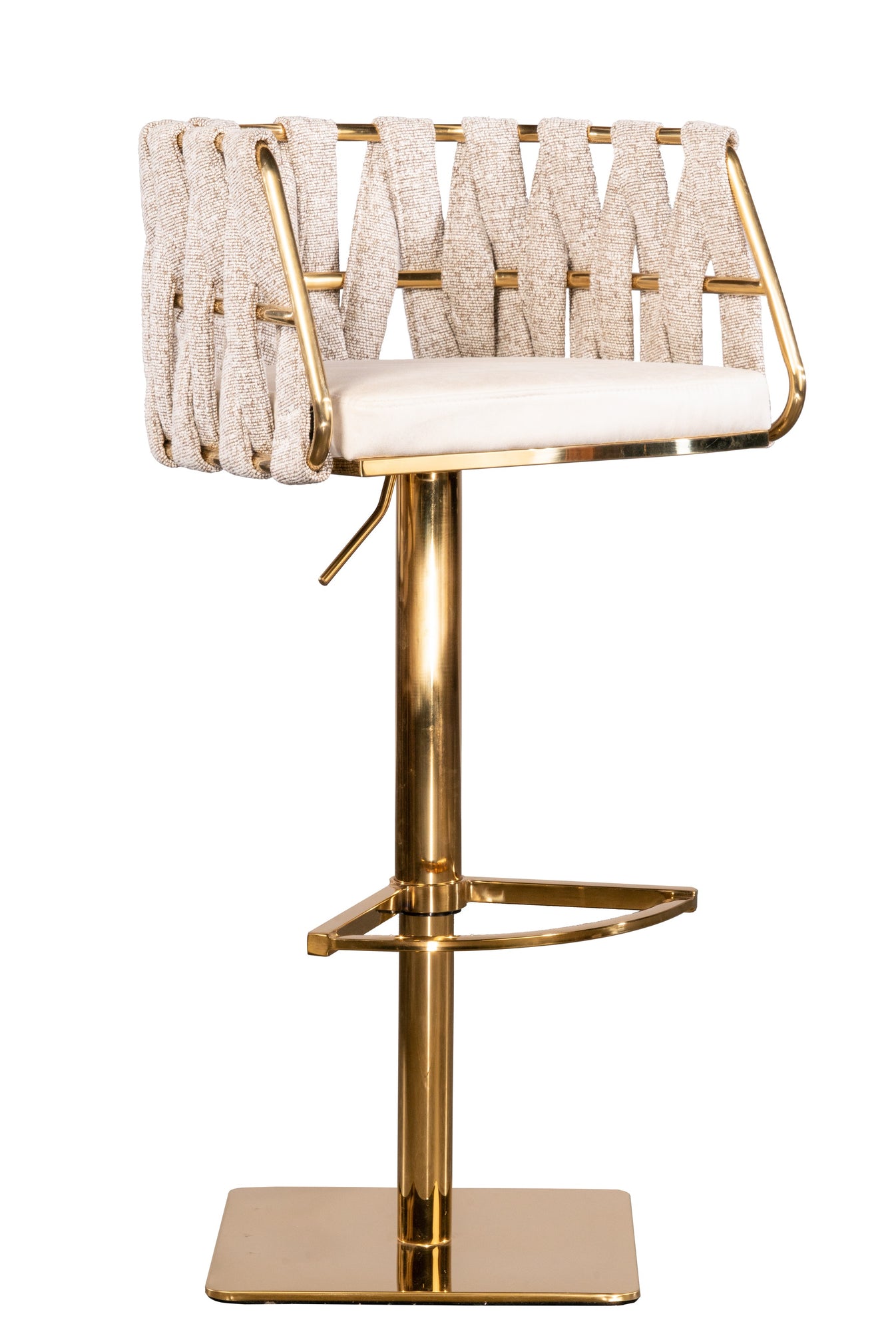 Milano Adjustable Swivel Bar /Counter Chair in Gold and Off White Statements by J