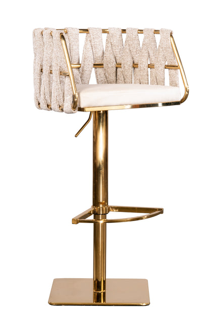 Milano Adjustable Swivel Bar /Counter Chair in Gold and Off White