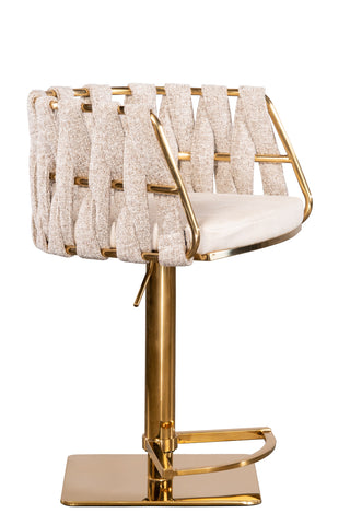 1610GB-GEG-Milano Adjustable Swivel Bar /Counter Chair in Gold and Off White