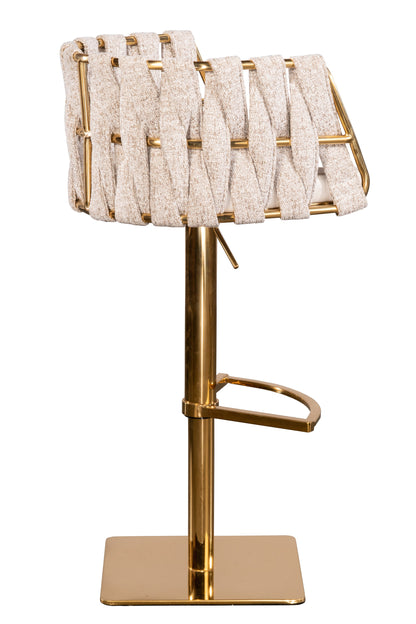 Milano Adjustable Swivel Bar /Counter Chair in Gold and Off White