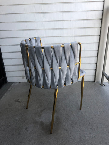 1538DC GRYG Milano Dining Chair in Gray and Gold Statements by J