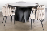 Waterfall Marble Top Dining Table for 6  in Black