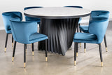 A69BLK-Waterfall Marble Top Dining Table in Black-PRE-ORDER